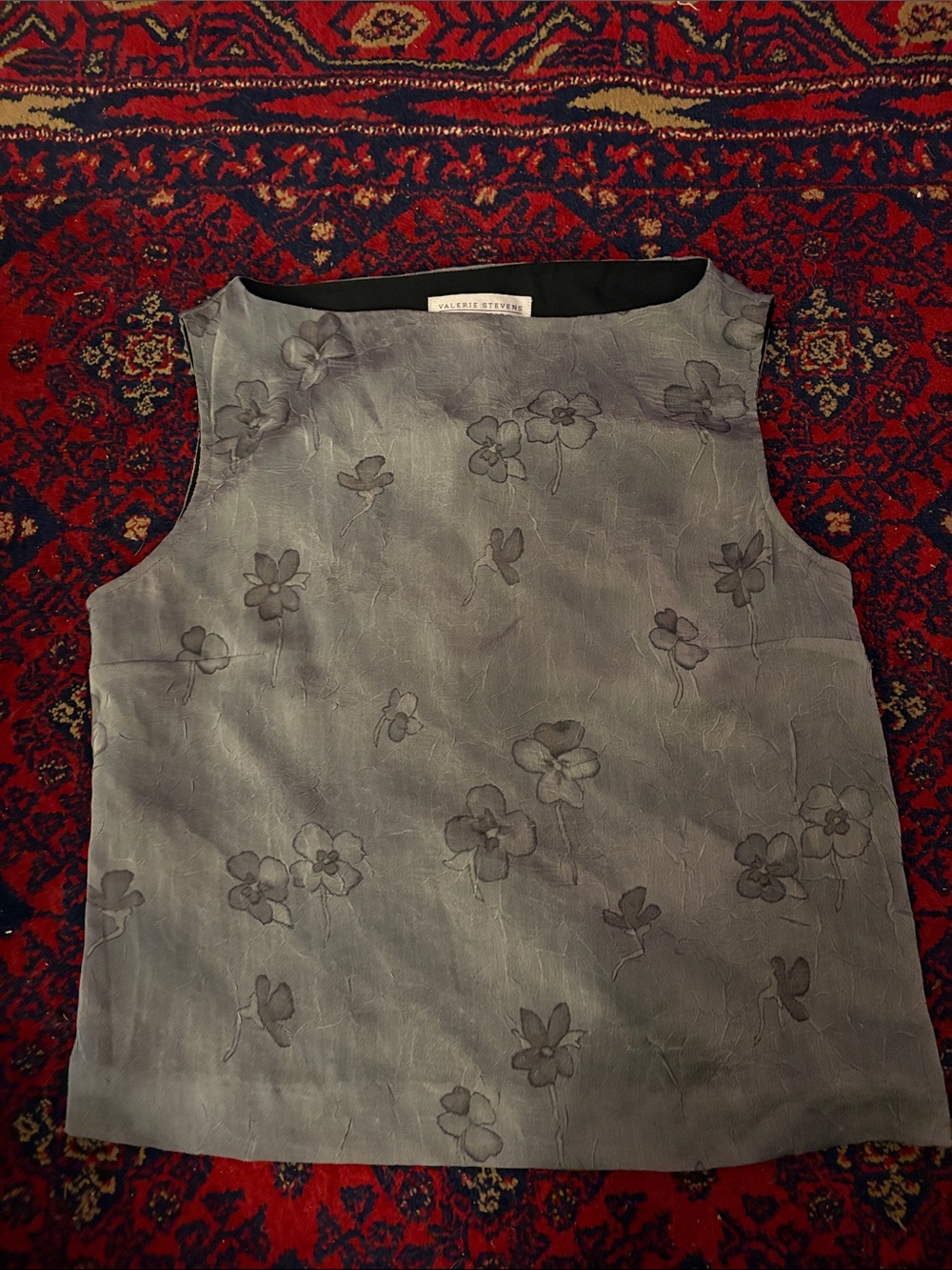 Valerie Stevens Slate Gray Floral Sleeveless Camisole